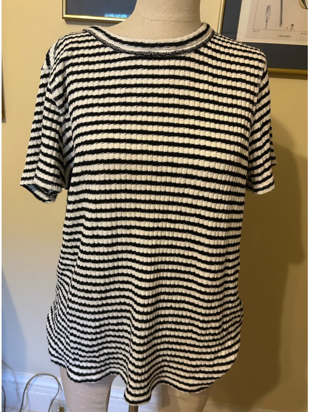 New Everlane Black & White Striped Short Sleeve Knit Tee XXL